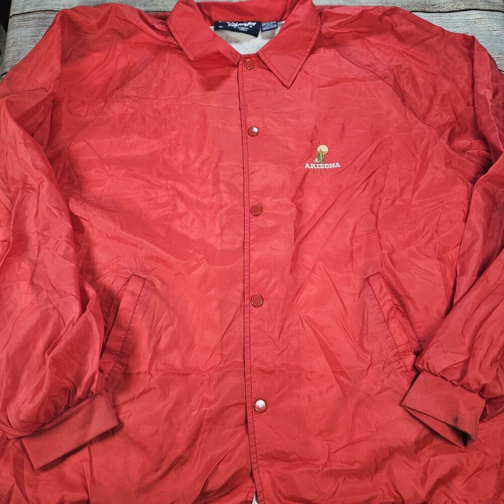 Vintage Silver Fox by Rainbow Sports Jacket Windbreaker Men's XL Arizona Red